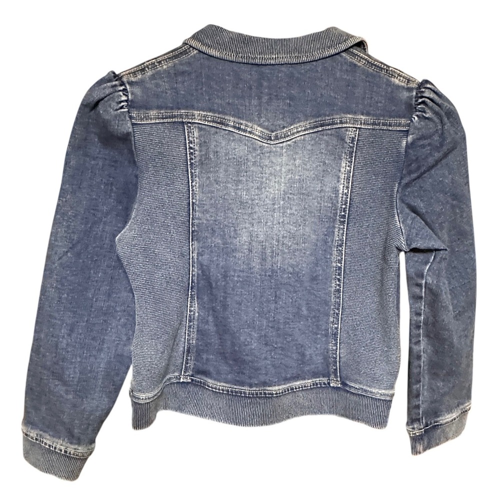 Denim Jacket Finding Foxtale Girls Size 10 Blue Puff Shoulder Button NWT - Picture 2 of 9